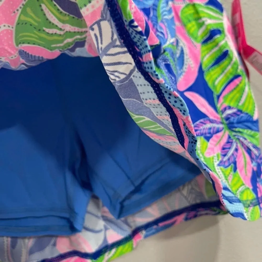 NWOT Lilly Pulitzer Luxletic Aila Skort Blue Grotto Beleaf in Yourself - Picture 3 of 4